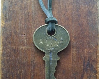Personalized Vintage Engraved Key Necklace