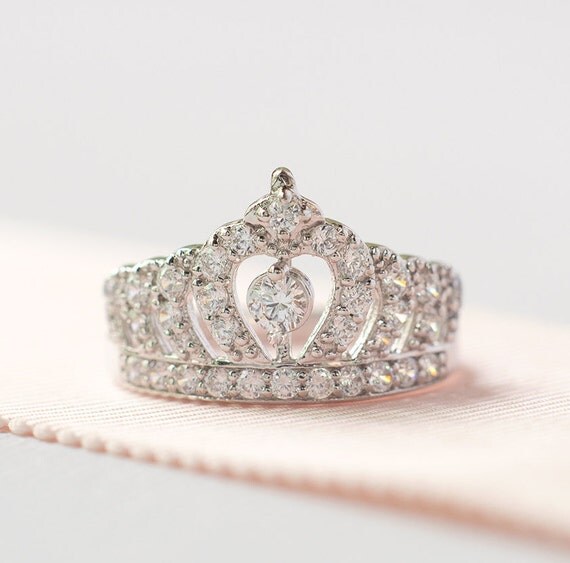 Princess Crown Ring Sterling Silver Tiara Ring Princess