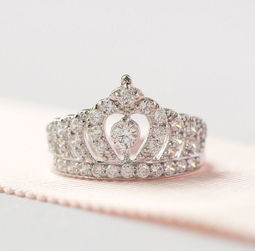 Princess Crown Ring Sterling Silver Tiara Ring Princess