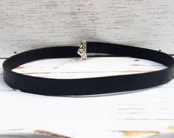 90s black leather choker necklace, black choker for women, choker collar necklace, black leather chocker, grunge punk clothing black chocker