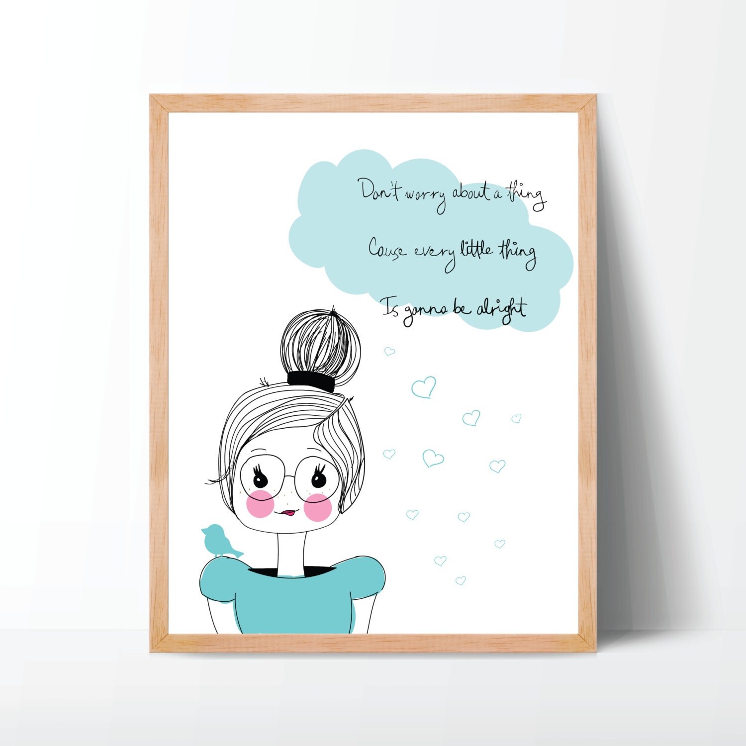 Printable Wall Art Illustration Print Girly Girl Cute Art