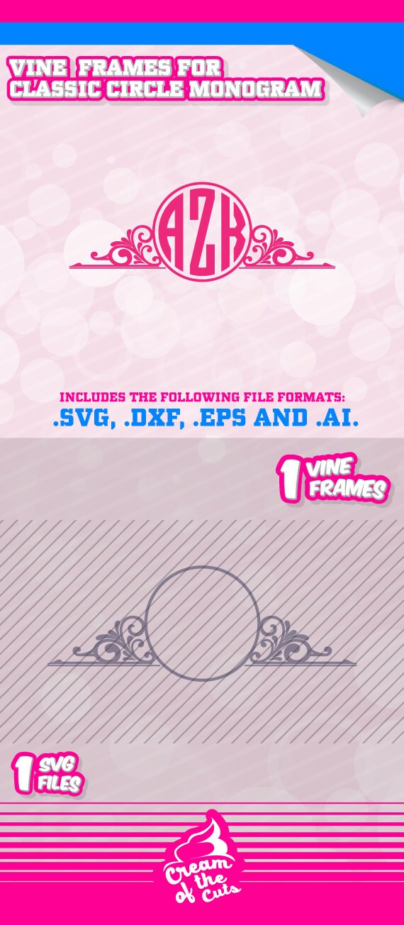 Download Vine Circle Monogram Frame SVG DXF EPS Cut File for