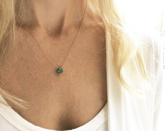 Emerald Necklace, May Birthstone, Gold Emerald Necklace, Simple Birthstone Necklace, 14k Gold Filled, Dainty Necklace