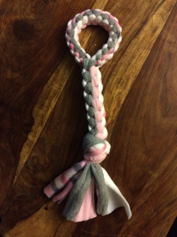 Dog Tug of War Chew Toy Fleece Knotted Dog Toy With Handle