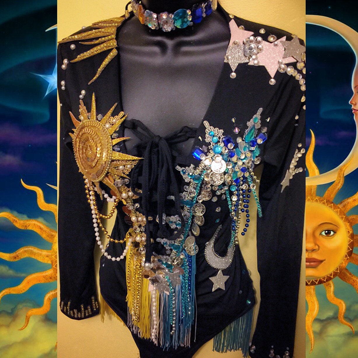 sun and moon bodysuit rave wear rave bra edm edc