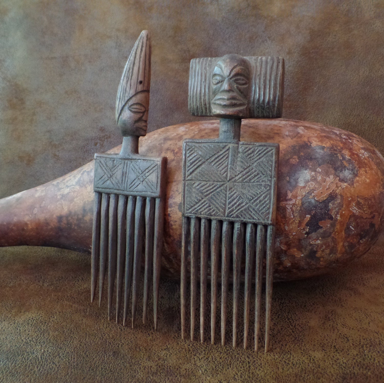 Vintage Carved African Wooden Combs Sold Individually