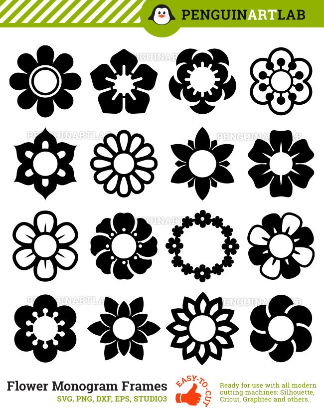 Download Flower Circle Monogram Frames Spring SVG Cut Files for