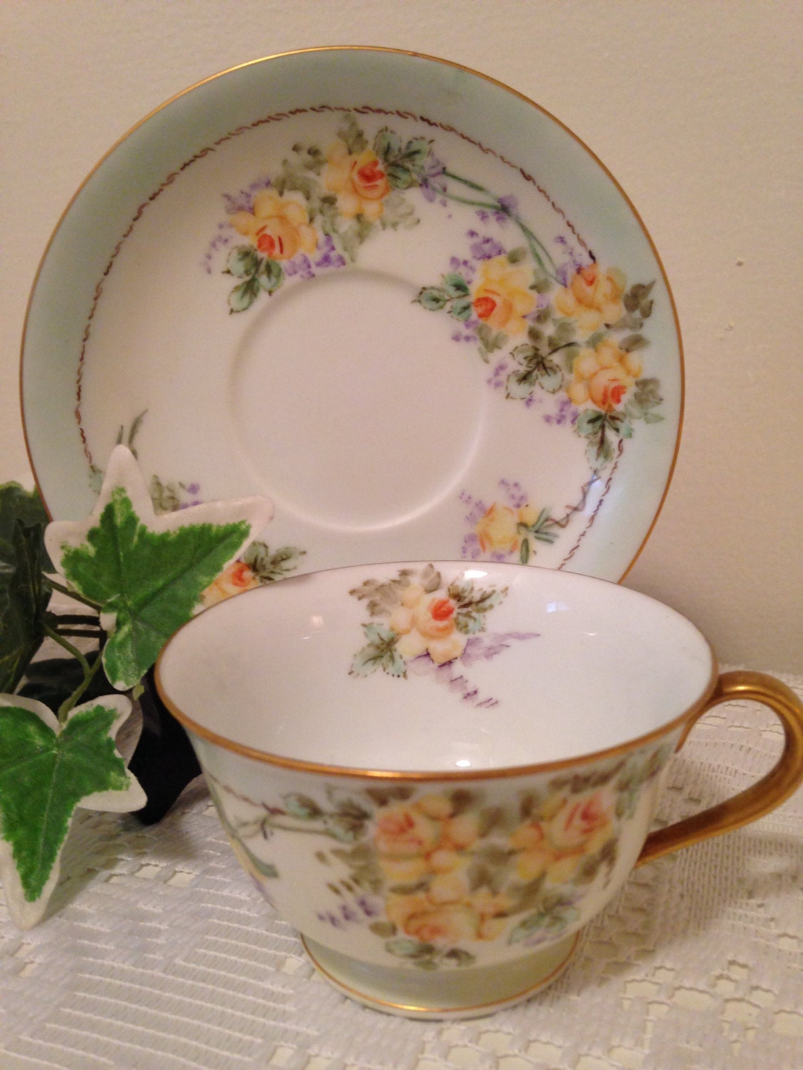 Occupied Japan Noritake China Tea cup and saucer Hand painted