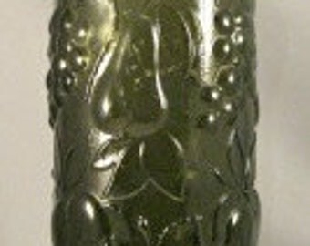 Large Olive Green Tuscan Fruit Cluster Embossed Bottiglia