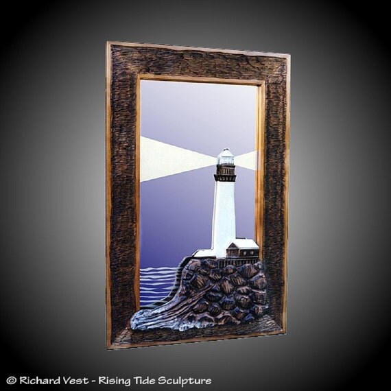 Vertical Lighthouse Mirror Wall Sculpture
