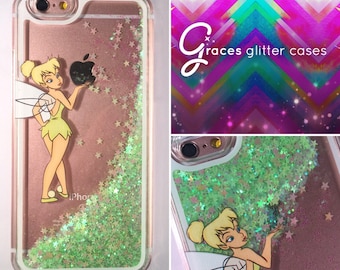 Tinkerbell - Disney Glitter Case iPhone 7 7 plus 6 plus 6s 6 SE 5 - samsung S7 S7 edge - Disney phone case - iphone case - glitter case -