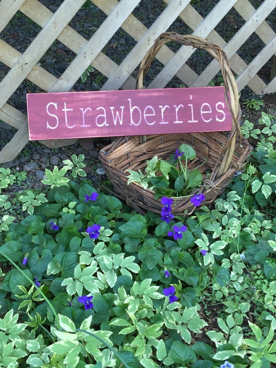 Strawberries Wood Sign