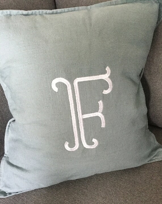 Monogrammed linen pillow Monogrammed pillow Home pillow