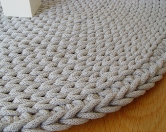 Grey, cotton cord, round rug, crochet rug, crochet carpet, knitted carpet, knitted rug, home & decor, furniture, floor decoration, floor