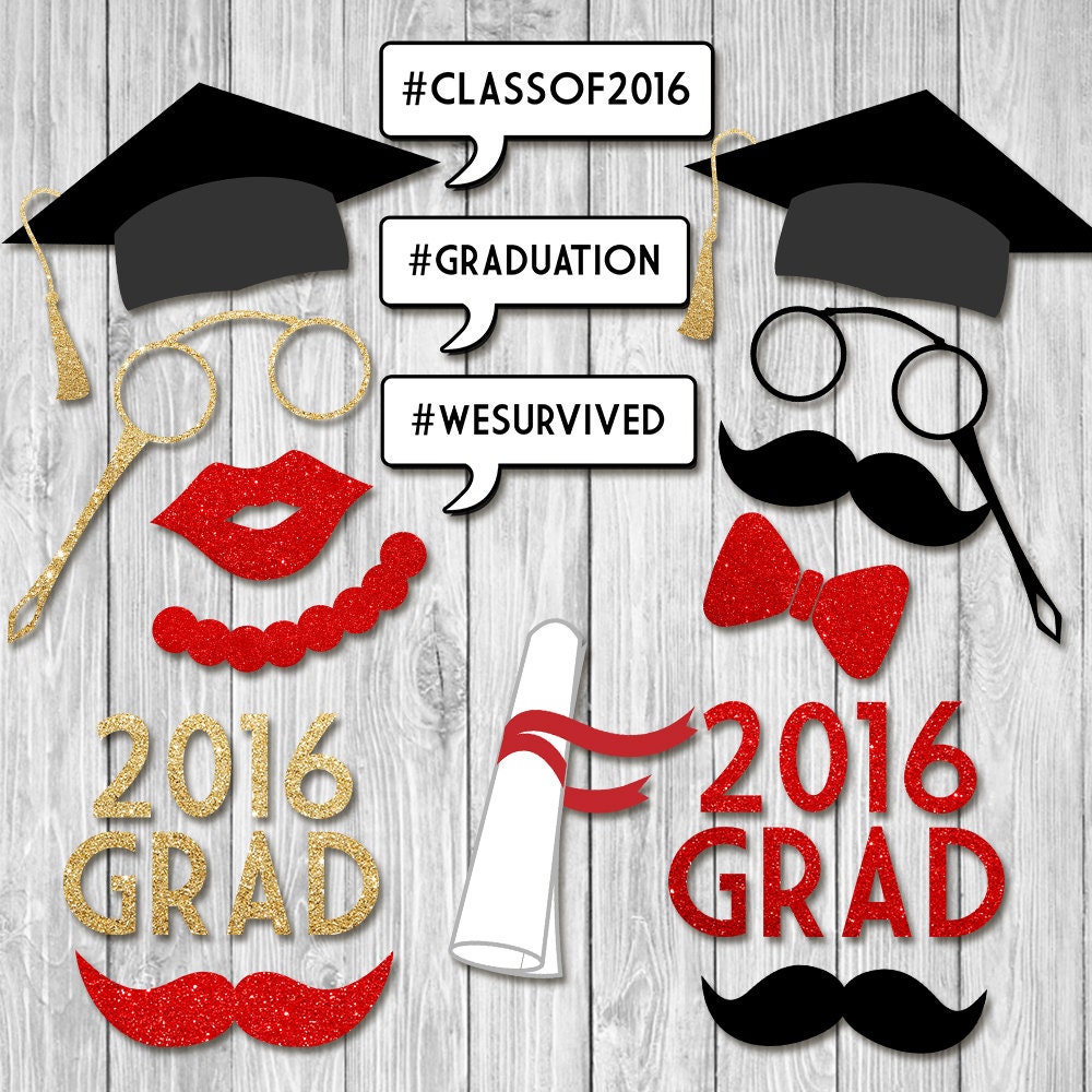 Graduation Photo Booth Prop Set Printable Graduation Photo