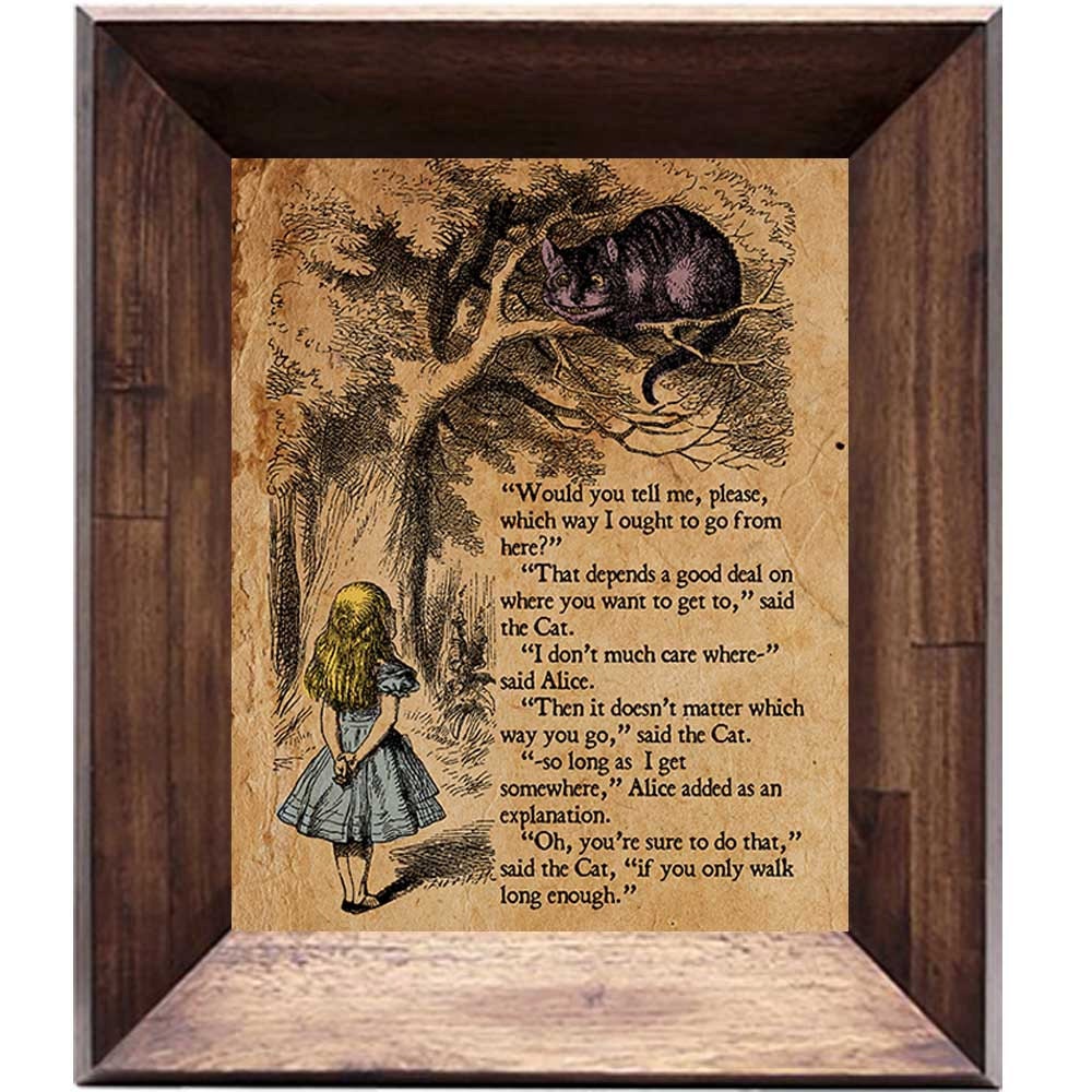 Alice in Wonderland Cheshire Cat Vintage Style Book Page