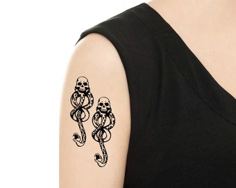 Temporary Tattoo - Set of 2 Dark Mart or Set of 4 Harry Potter Deathly Hallows