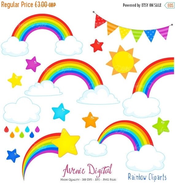 SALE Rainbows Clipart Scrapbook printables Vector by AvenieDigital