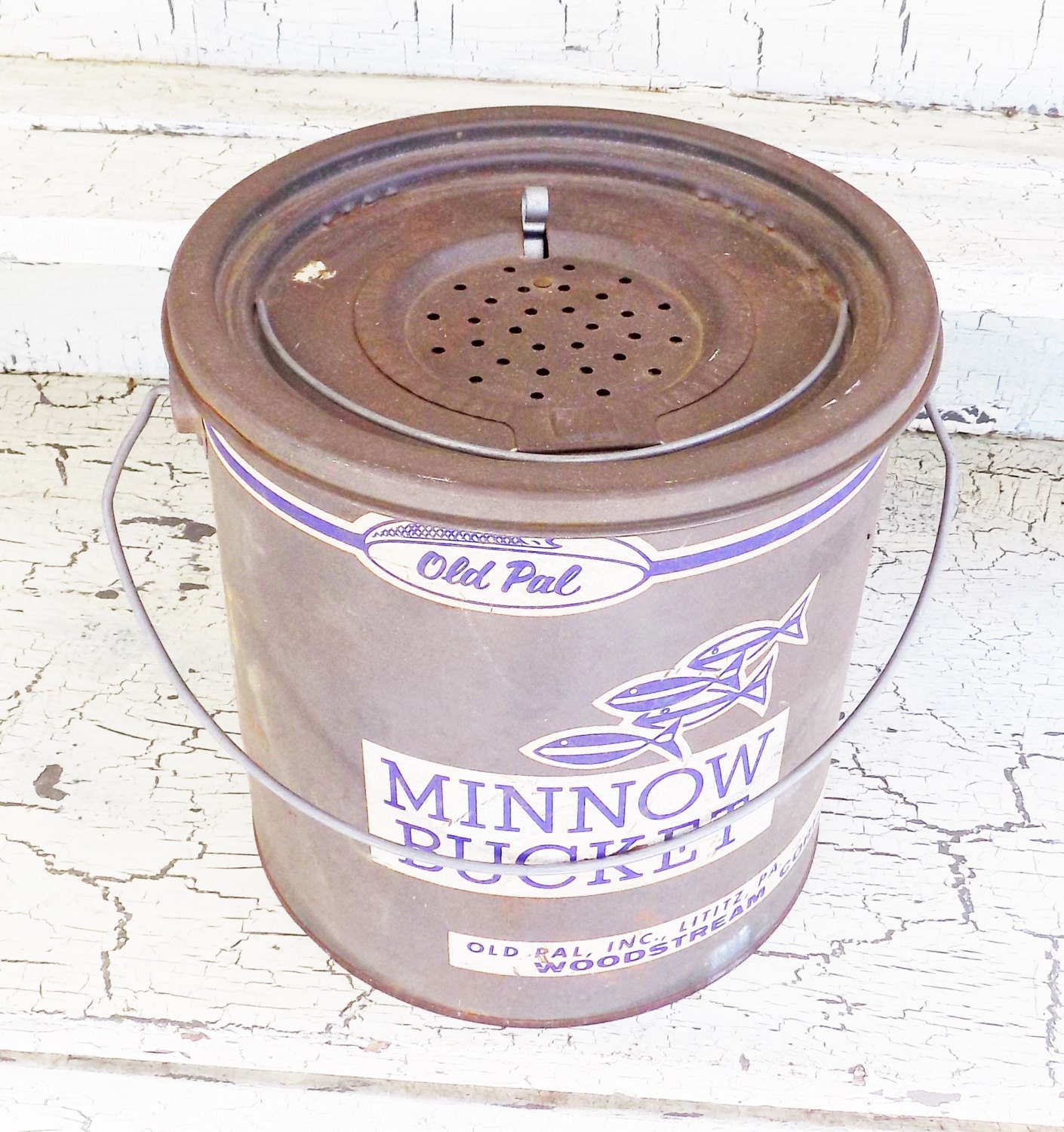 Fishing Minnow Bucket Old Pal Minnow Bucket with Blue