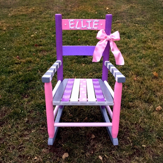 RESERVED-Handpainted Rocking Chair Nursery Decor by ThePurpleGoat