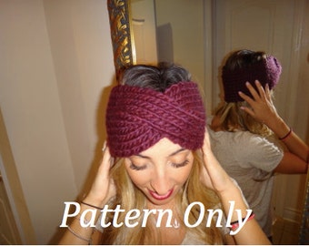 Women's Chunky Knit Turban Headband, **PATTERN ONLY**