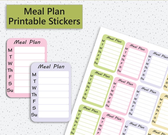 Weekly Meal Planner Stickers Printable Planner Stickers ECLP