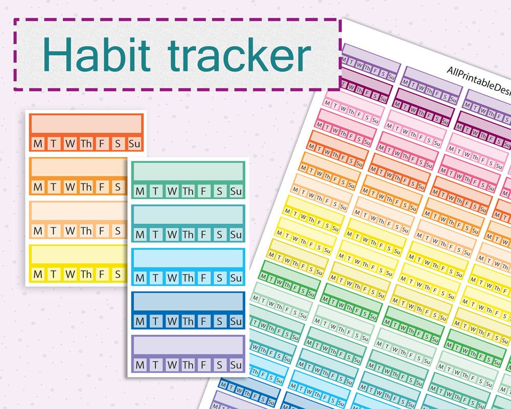 Habit Tracker Stickers Printable Planner Stickers Fits Erin