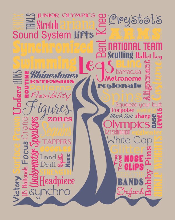 Synchronized Swimming / Word Art Typography / Wall Art / Home