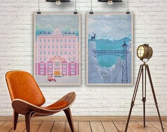 The Grand Budapest Hotel. Set of 2 Prints. Wes Anderson Print. Zero, M Gustave. Pop Culture & Modern Home Decor Poster. Item No. 180
