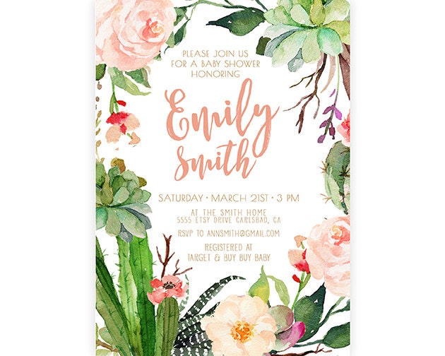 Succulent Baby Shower Invitations 9