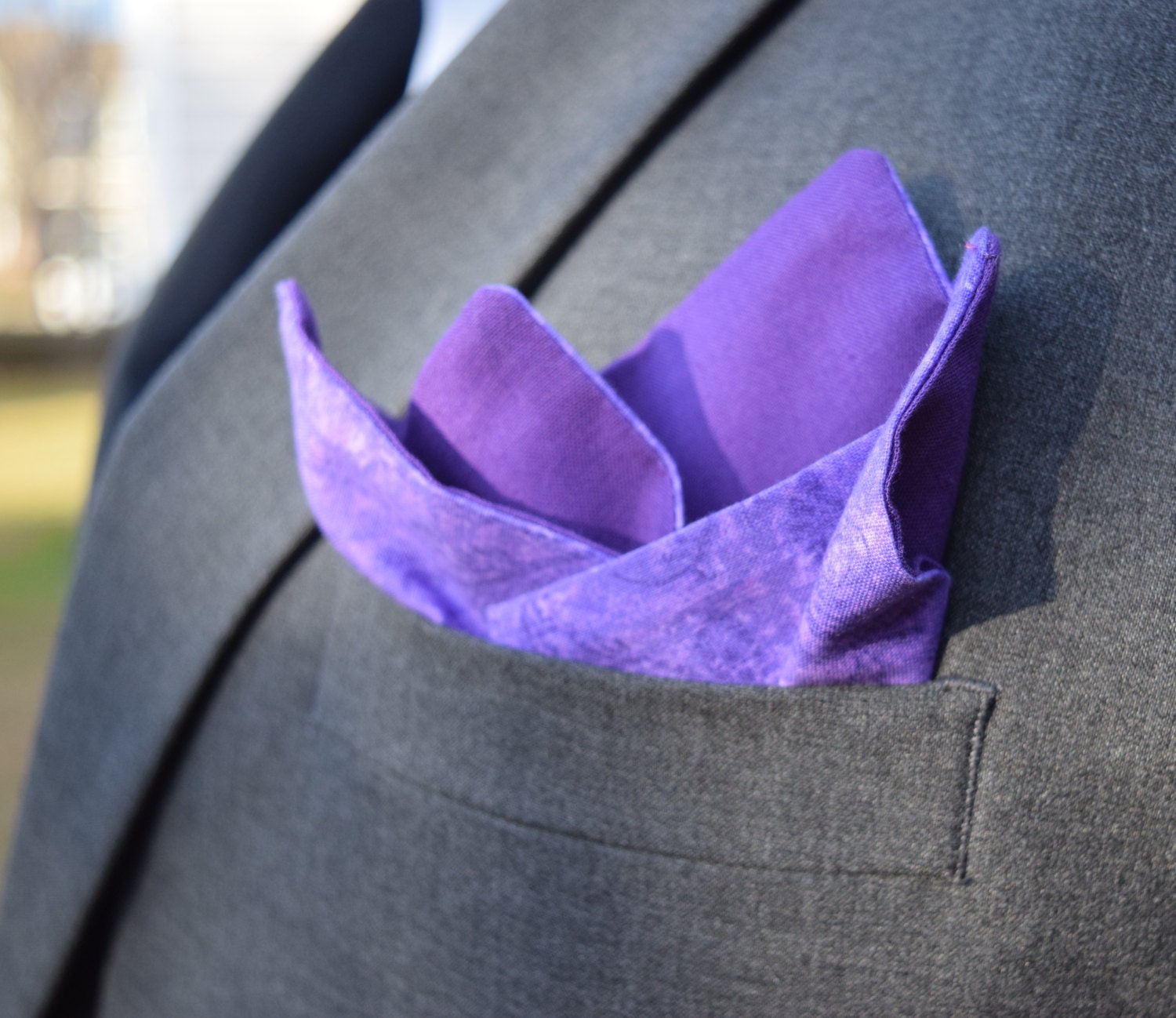 Purple Pocket Square Paisley Pocket Square Double Sided