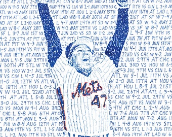 NY Mets 1986 Road To The World Series - Art Print - Baseball Art - New York Art - MLB Art - Sports Art - Wall Art - Word Art - NY Mets Gift