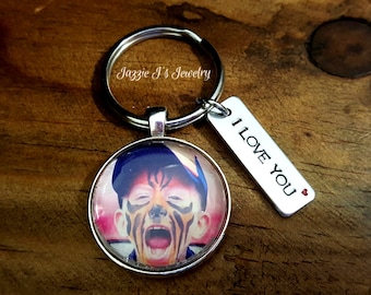 Personalized Photo Keychain, Picture Keychain, Photo Keepsake, Handstamped Keychain, Custom Keychain, Gift for Her, Gift for Him, I Love You