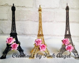 6" Eiffel Tower Cake Topper, Paris Diaper Cake Topper, Gold Paris Topper, Silver Eiffel Tower Topper, Black Paris Cake Topper