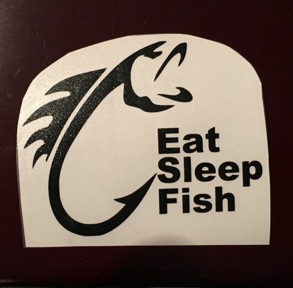Fish hook decal eat sleep yeti bass by HometownXpressions on Etsy