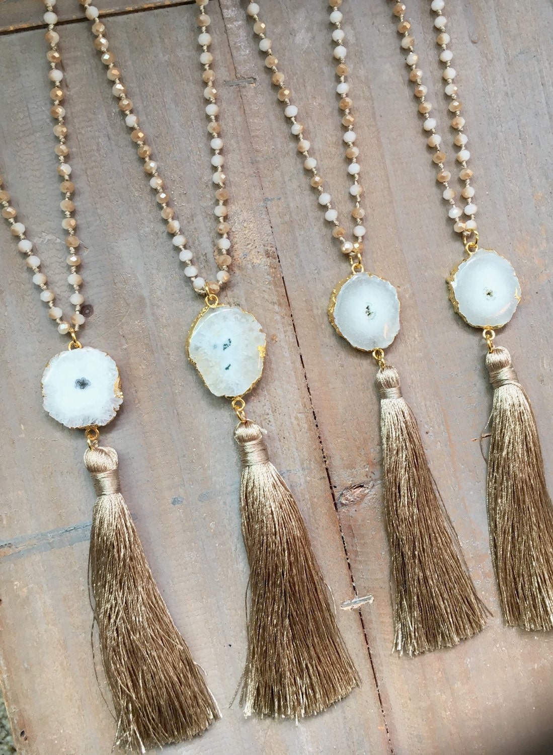 Popular Agate tassel necklace Long layering tassel necklace.