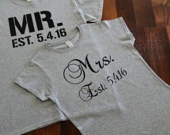 Couples shirt.Matching couples shirts. mr and mrs shirts. honeymoon shirts. his and her shirts.bride and groom shirts.