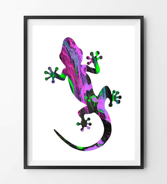 Gecko watercolor print Gecko 2 wall art Lizard Art by MimiPrints