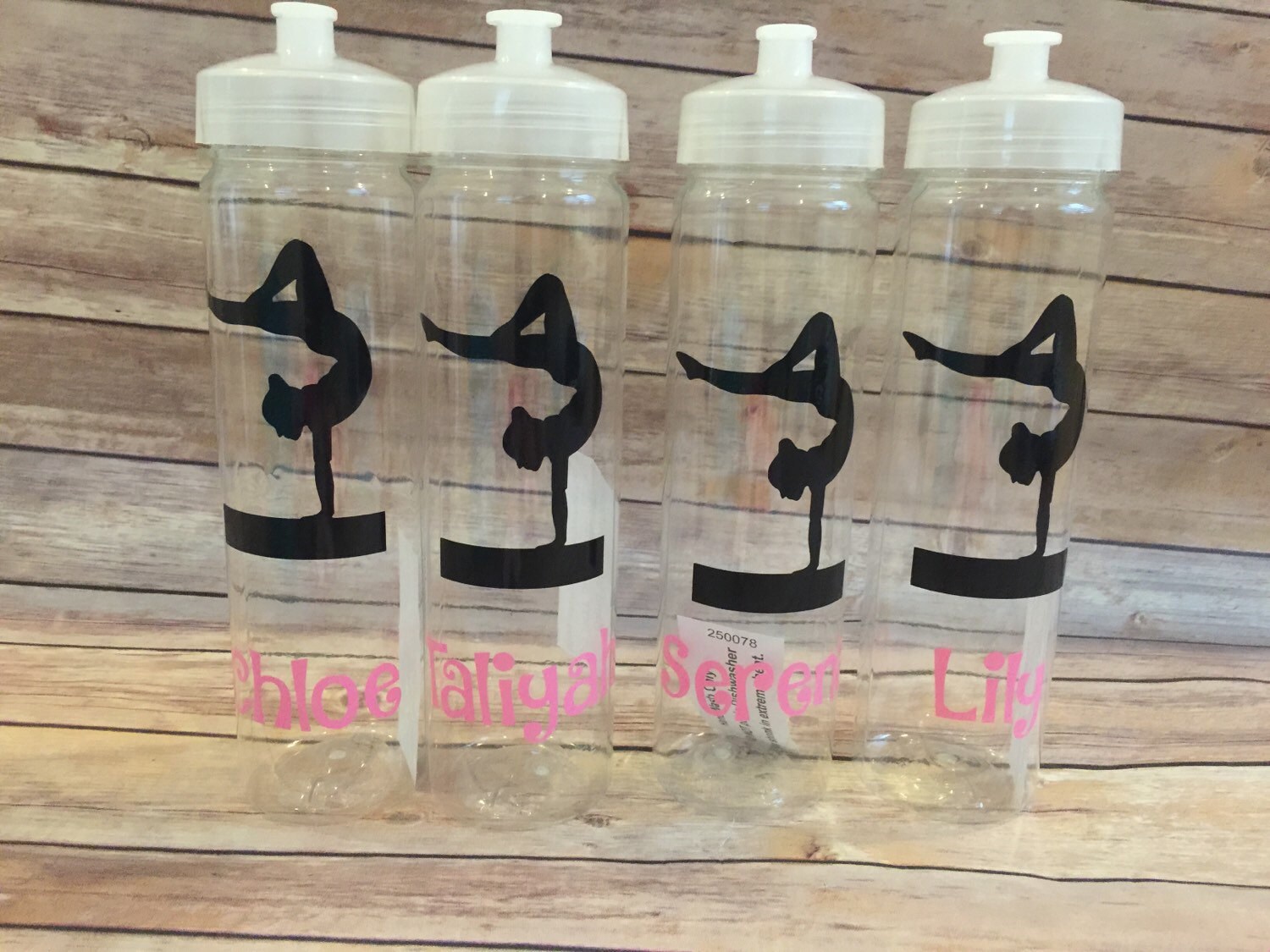 Water bottle party favor gymnastics gymnist tumblimg