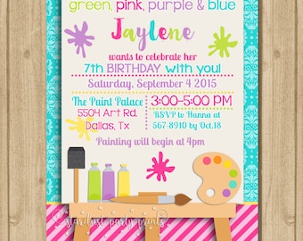Art Birthday Invitation, Paint Invitation, Art Invitation, Painting Invitation, Artist Invitation, Paint Party, Digital Invitation