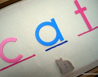 CVC Word Cloth for Use with the Montessori Large Movable Alphabet/ MACAR /Pink Series Inspired