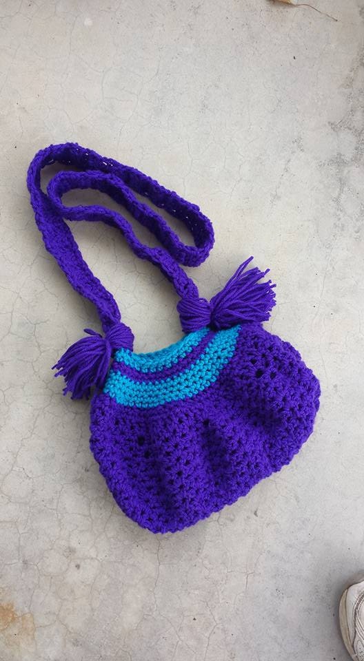 Crochet Hippie Bag Hippie Purse Purple and by YaYaHippieEmporium