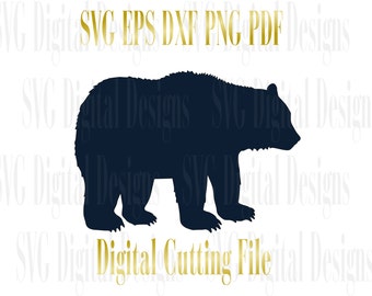 Bear Svg Cut File - SVG Digital Design Cutting file for Silhouette & Cricut - Svg Dxf Eps Instant Download Bear Vector - Wilderness Clipart