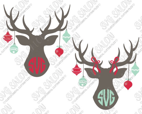 Download Christmas Reindeer Ornament SVG Cut File Monogram / by ...