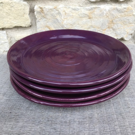 Pottery Dinner Plates Set Of 4 Purple Dinnerware Plates 