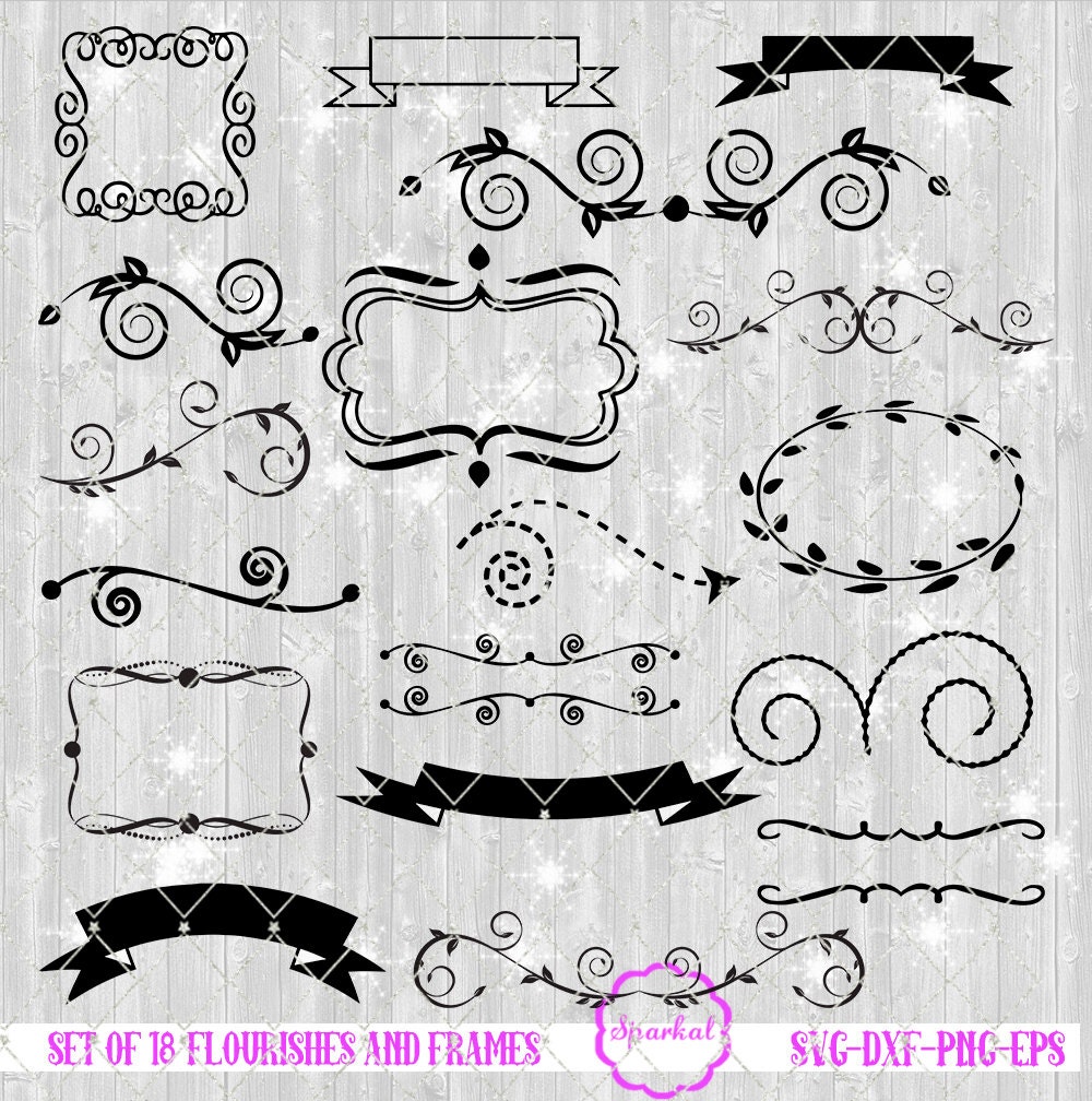 Download Banner and Flourish SVG Cut Files Wreaths Frames Text