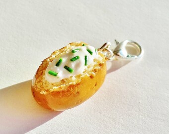 Baked Potato Charm - Polymer Clay Food Jewelry Baked Potato - Miniature Food Jewelry - Thanksgiving Jewelry