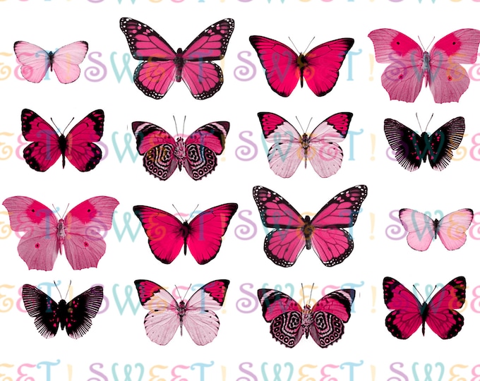 Edible Single-Color Butterfly Variety Collection, Double-Sided Wafer Paper Toppers for Cakes, Cupcakes or Cookies
