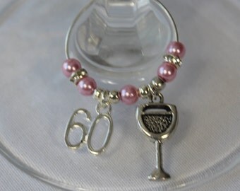 60th Party charm - birthday gift / wine glass charms