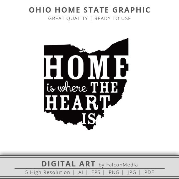 Ohio Home Is Where The Heart Graphic Silhouette Ohio Home Is Where The Heart Graphic Silhouette